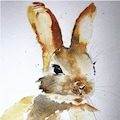 Brown Bunny Original Watercolor Notecards, 4.25x5.5 Size, Blank Inside Cards, Invitation Cards, Handmade Greeting Cards with envelopes