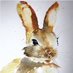 Brown Bunny Original Watercolor Note Cards, 4.25x5.5 Size, Blank Inside Cards, Invitation Cards, Handmade Greeting Cards with envelopes