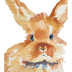 Original Rabbit Watercolor Art Note Card, Woodland Creature Card, Invitation, 4.25x5.5 Size Blank Inside Cards, Greeting Card, with envelope