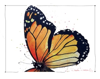 8X10 Monarch Butterfly Original Watercolor Painting Print, Print of Original Artwork, Kids Room Art, Limited Prints - 5 Only, Artist Signed