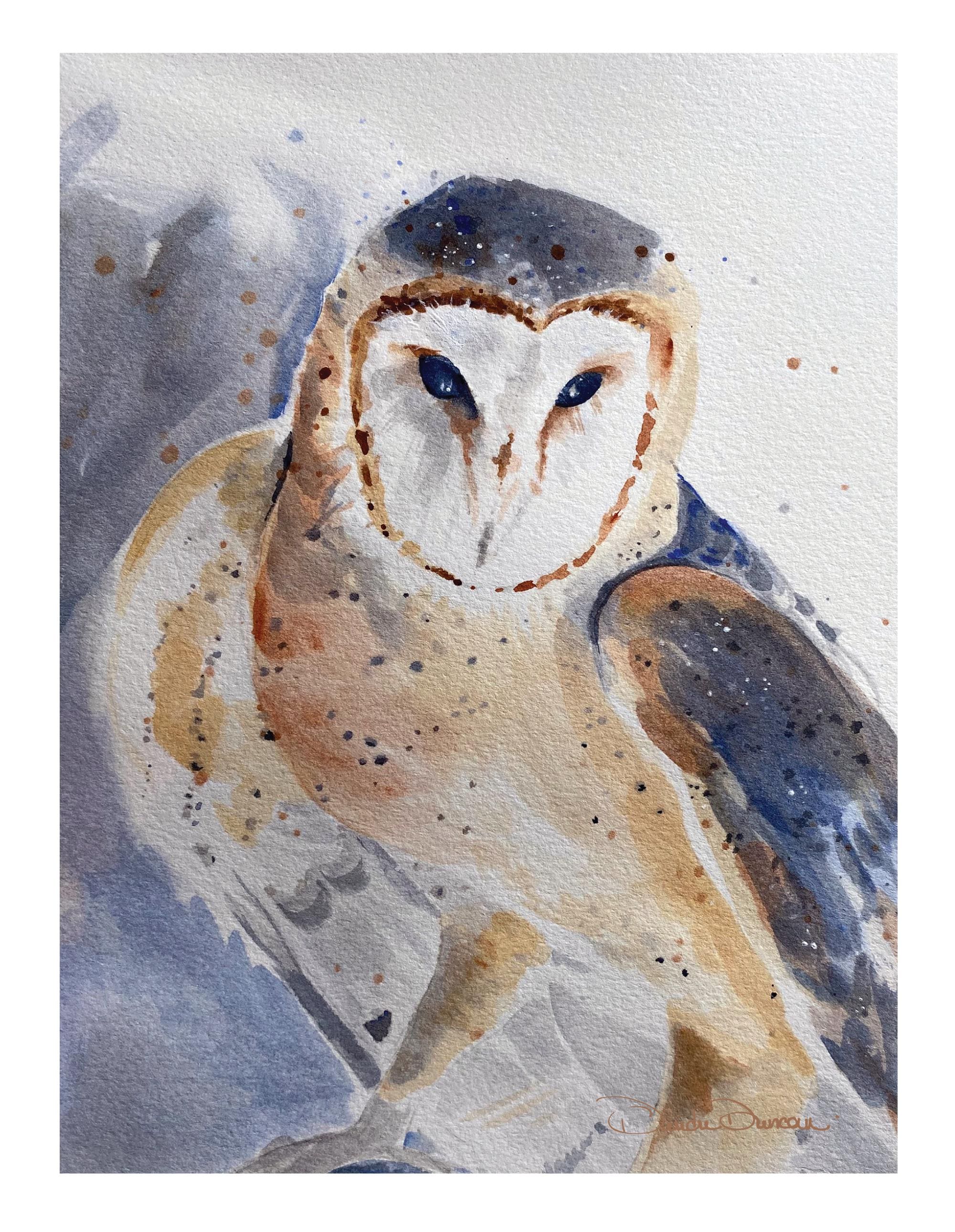 Barn Owl Watercolor Note Cards: Blank Inside, Bird Lover Gift, Original Artwork Card