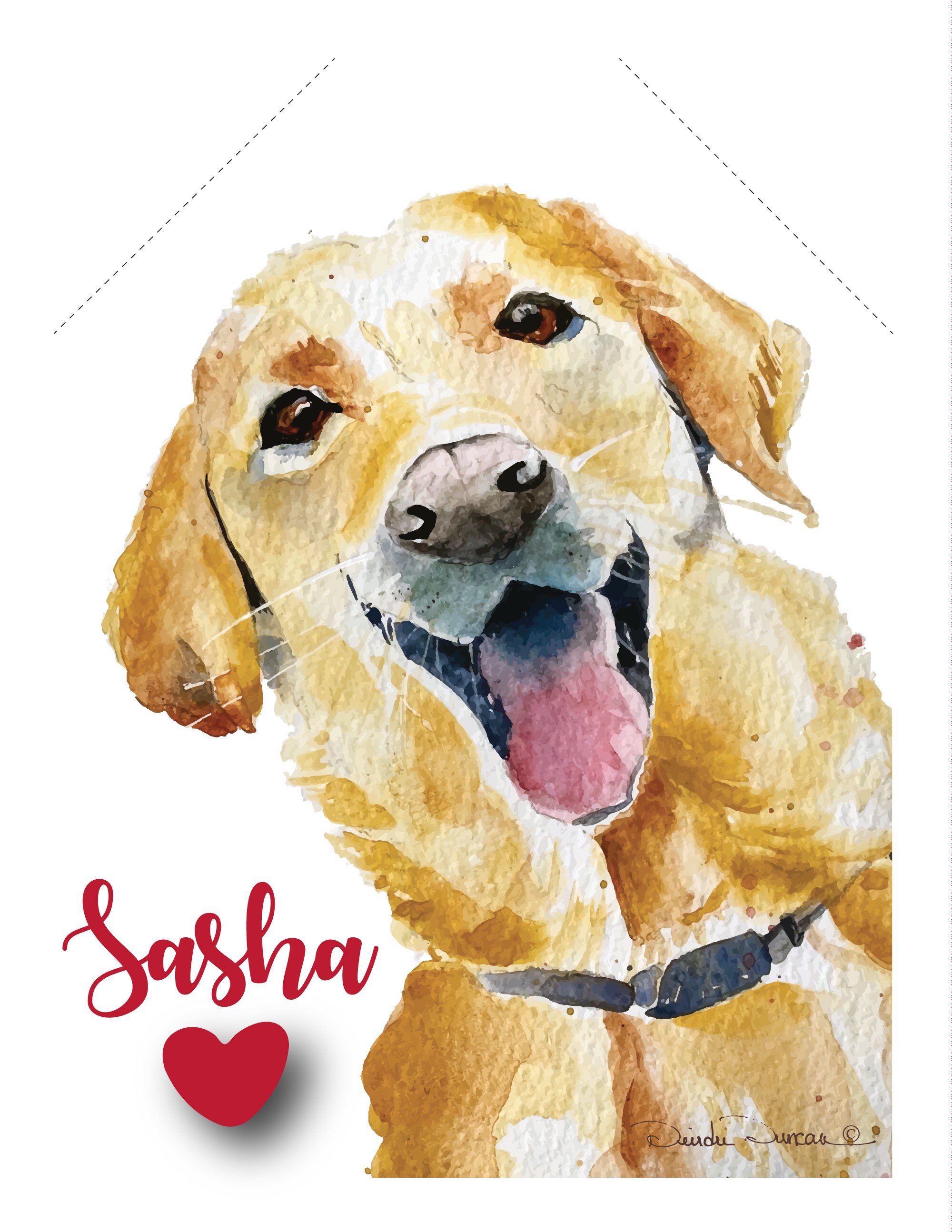 Personalized Birthday Card Happy Labrador Dog Original Watercolor Note ...