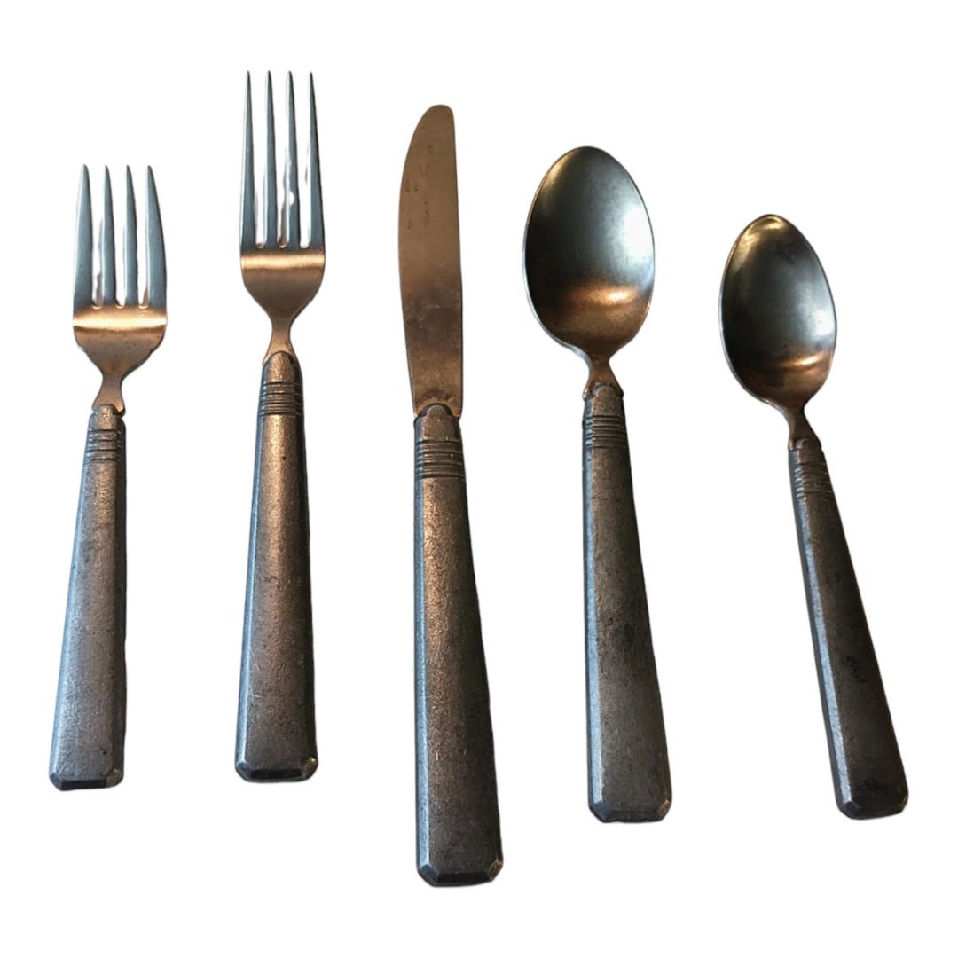 Gorham A G Anchor Pewter Flatware Utensils 33 Piece Set Vintage Antique ...