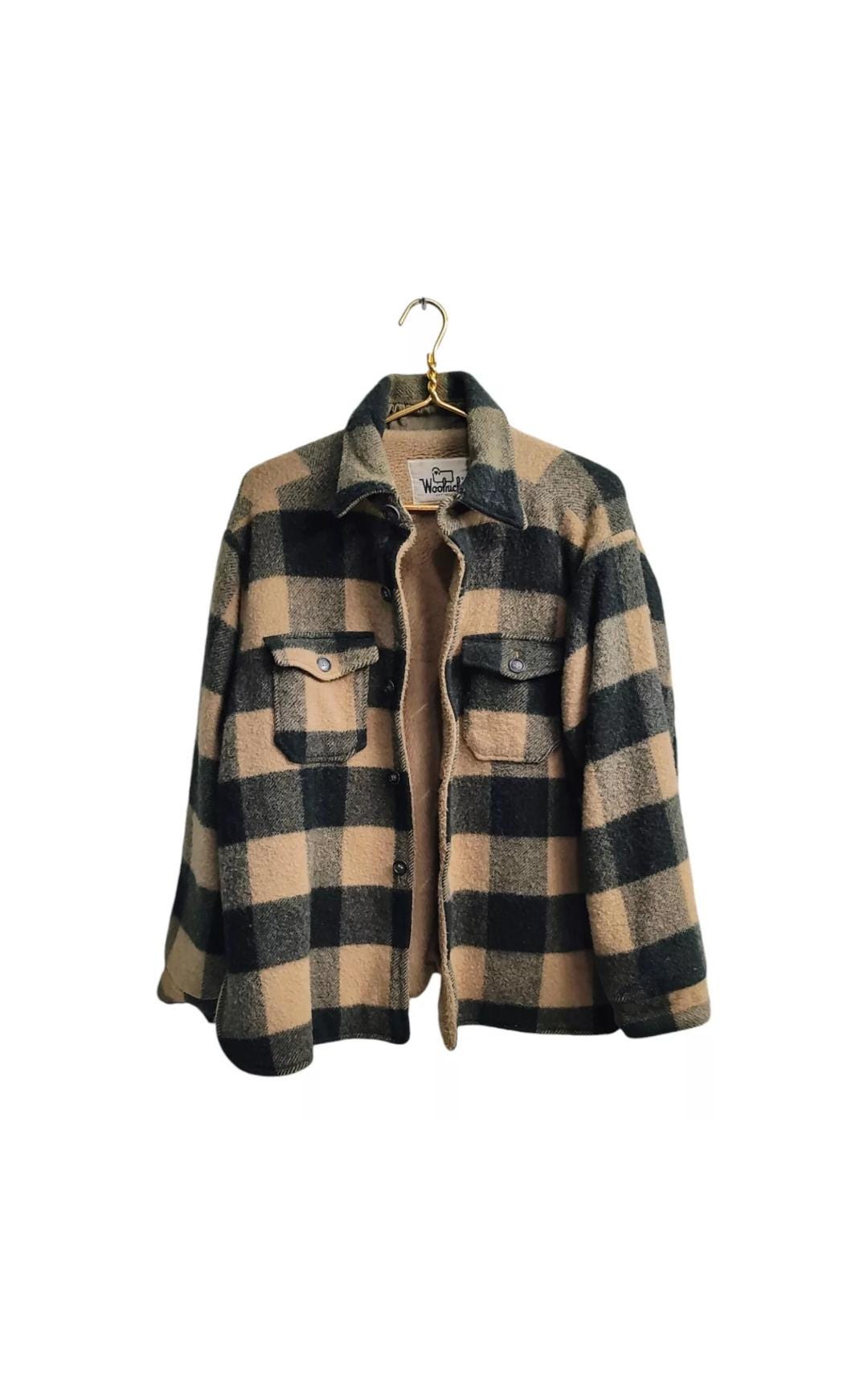 ジミー　　　　　　　　　　　【Ｖｉｎｔａｇｅ ８０’ｓ】ＷＯＯＬ ＲＩＣＨ Vintage 80s Woolrich Tan Plaid Wool Lined Full Zip Jacket