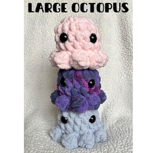 Large Emotional Support Octopus, Large Crochet Octopus, Stress Relief Desk Friend, Stuffed Animal plush, Crochet Plushie