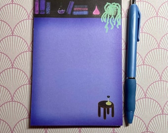 Cute Witch Bookshelf and Potion Sticky Note, 4x6 Notepad, To Do list Notes Pad