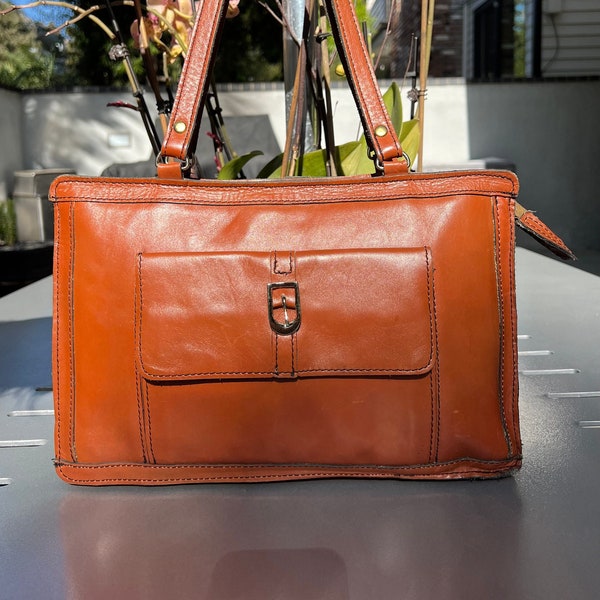 Vintage Briefcase, IPad Case Leather, Gold tone Hardware