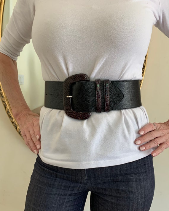 Black Waist Belt, Wide Leather Belt for Women Unique Belt to Wear with Dress or Jacket , Upgraded Any Outfit 39-41 Inches