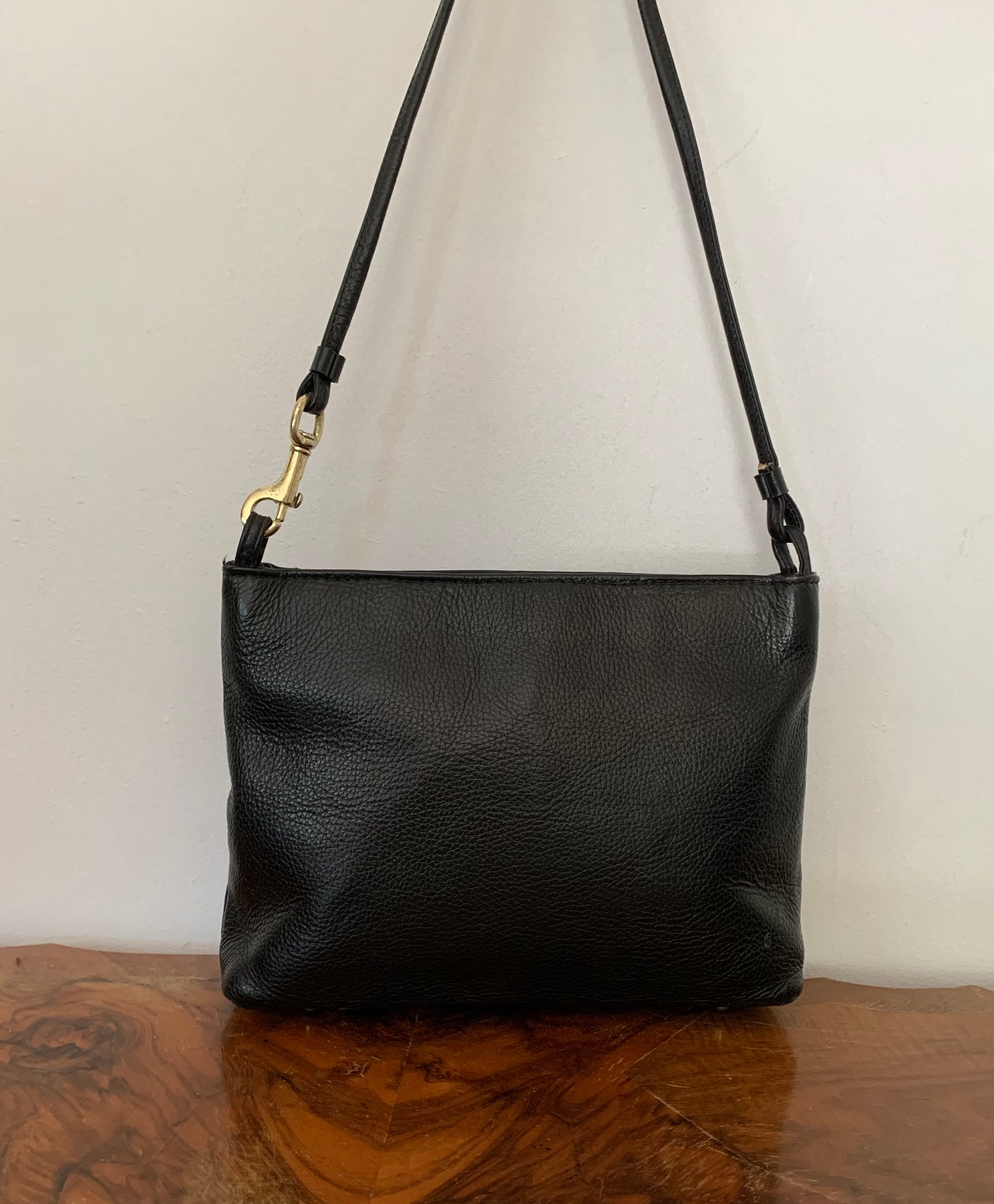 Vintage Letisse Shoulder Bag Black Pebbled Leather Purse | Etsy