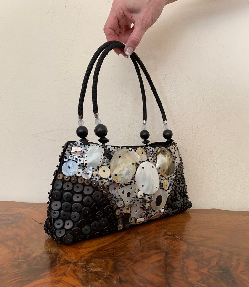 Shells /& Buttons Handbag Top Handle Purse