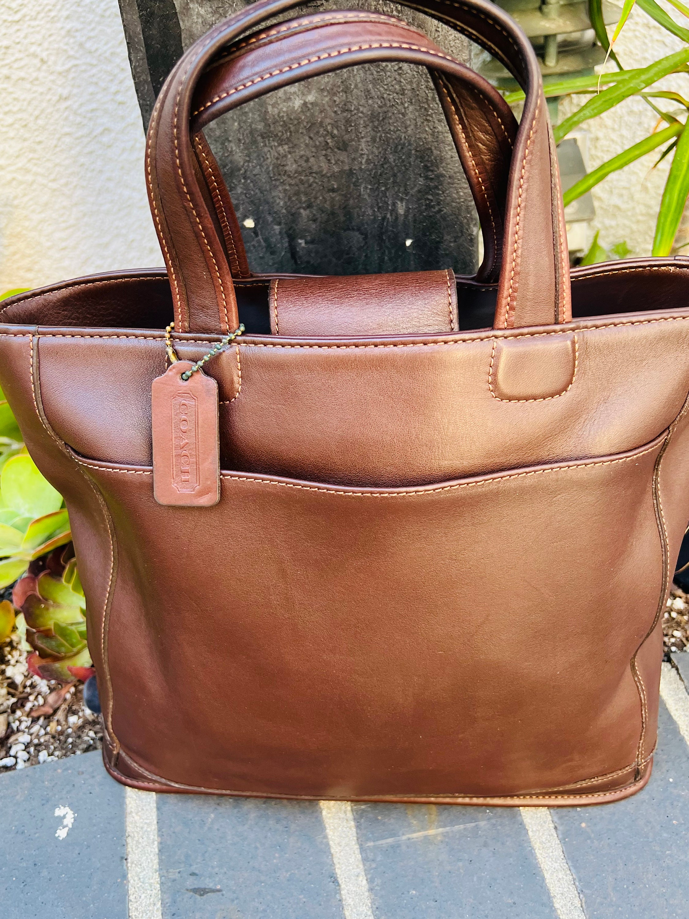 Coach Computer Bag, Brown Leather Handbag, Purse #9314 Made in USA