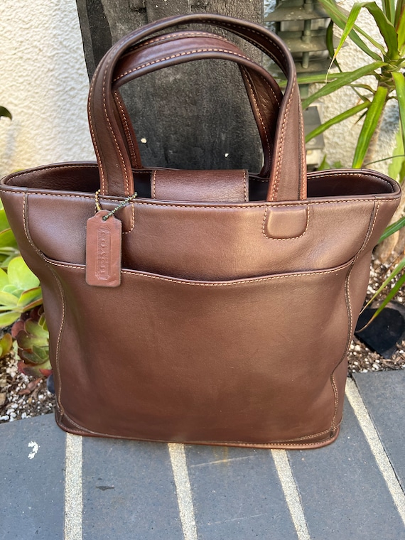Coach Computer Bag, Brown Leather Handbag, Purse #9314 Made in USA