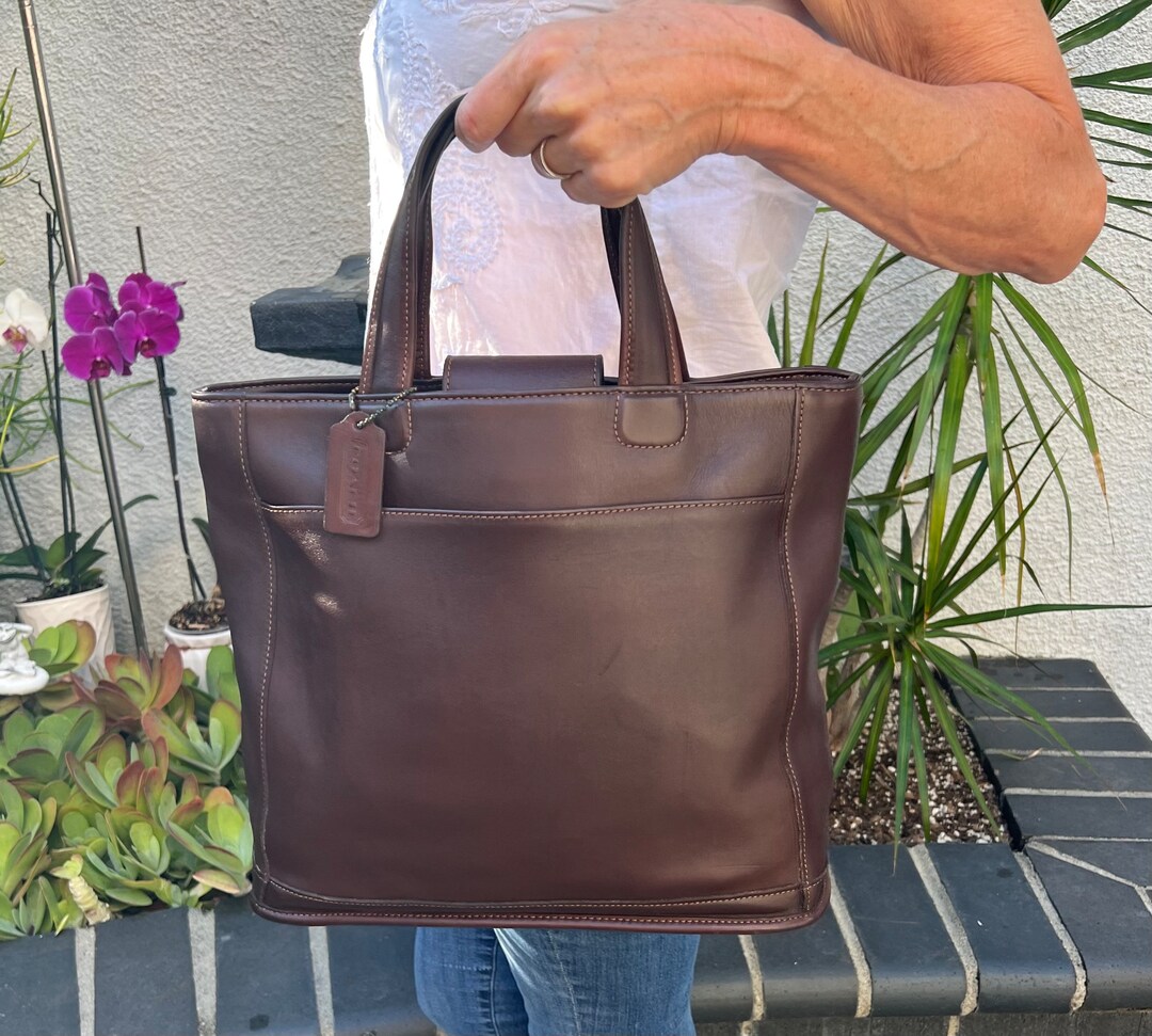 Coach Computer Bag, Brown Leather Handbag, Purse #9314 Made in USA
