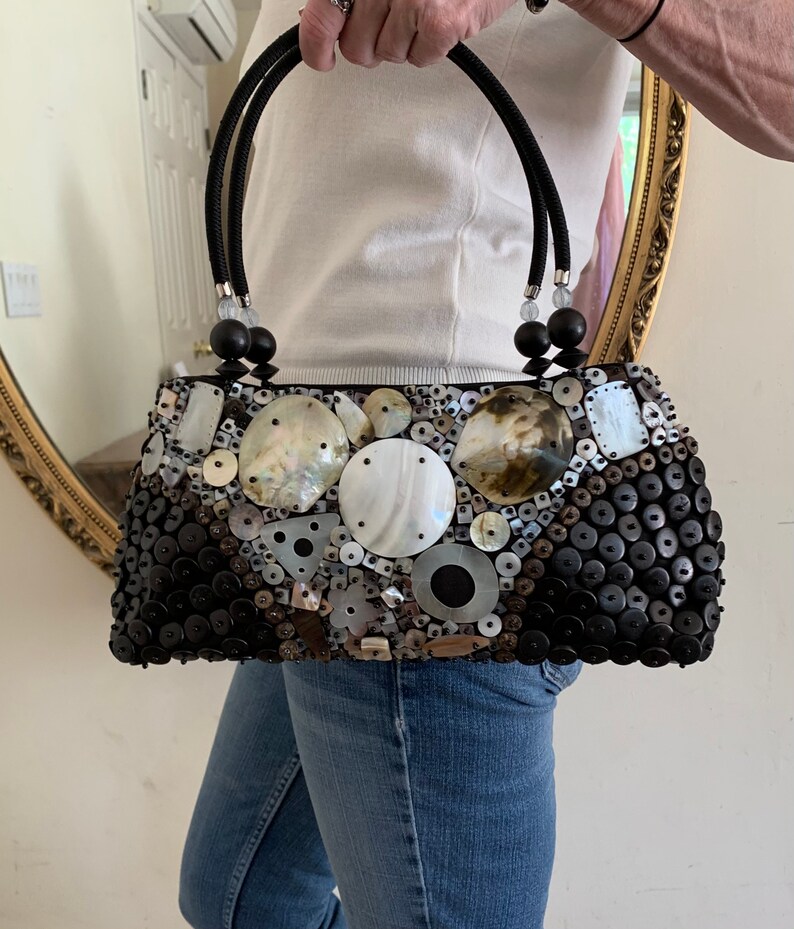 Shells /& Buttons Handbag Top Handle Purse