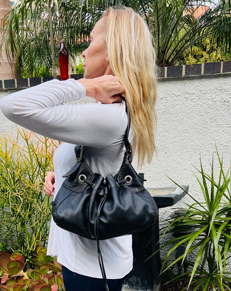 cole haan black leather purse