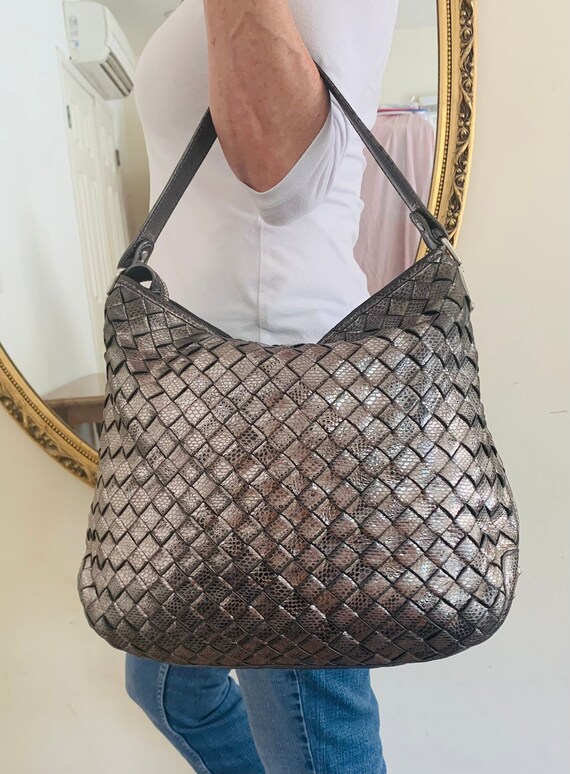 metallic silver michael kors purse