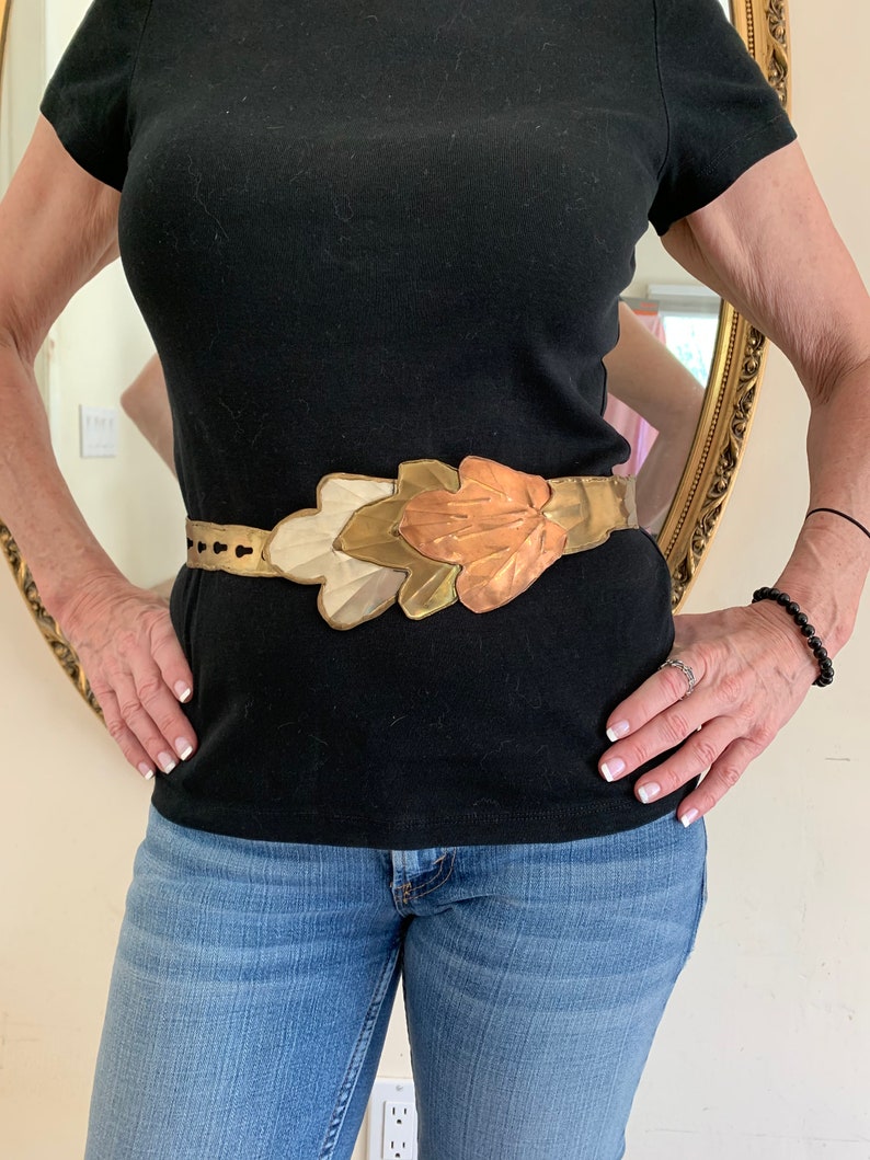 Leaf Art Solid Brass Structured Belt