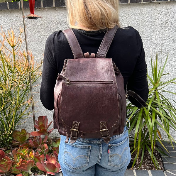 Backpack Brown Leather, Unisex Rucksak, Laptop, Overnight, Travel