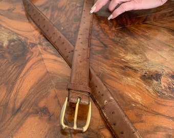 Cellini Ostrich Belt, Brass, Vintage size 38