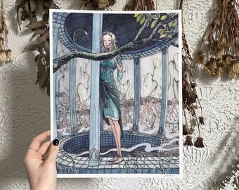 CUSP .: dark fantasy print. surrealist horror art print ethereal, fae art, occult elven art, witchy decor, witcher poster, gothic art, 11x14