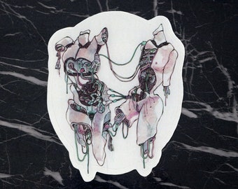 FRIENDS .: Cyberpunk Friends Sticker | Vaporwave Sci-Fi Art