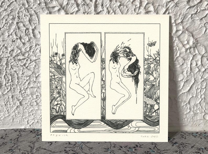 ANGUISH.: Eroguro Body Horror Riso Art Print 8x8 zdjęcie 1