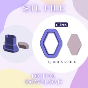 May include: An image with the text "STL FILE" and "DIGITAL DOWNLOAD". The image shows a 3D model of a purple object and a light purple diamond shape. The diamond shape is 13mm x 20mm.