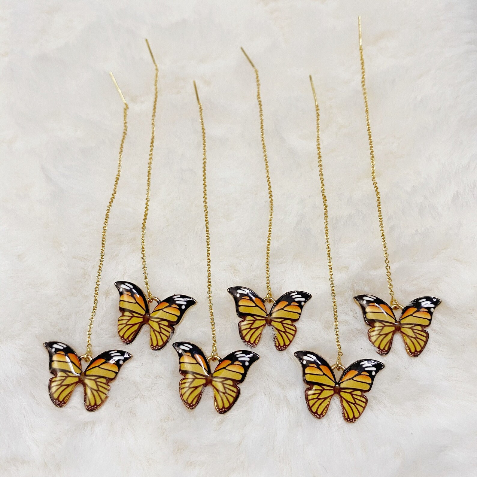Monarch butterfly threader earrings butterfly dangle Etsy