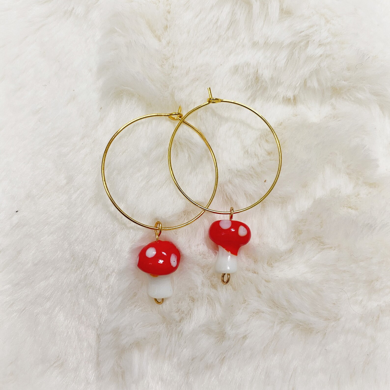 Mushroom hoop earrings cottagecore indie jewelry mushroom | Etsy