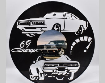 Charger, 69 Custom Laser Cut Vinyl Record  Twill Coaster Middle Image