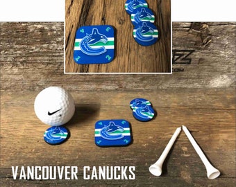 NHL Hockey, Vancouver Canucks,  Set of 3  Golf Ball Markers & Who Goes First token  ** ALL TEAMS available