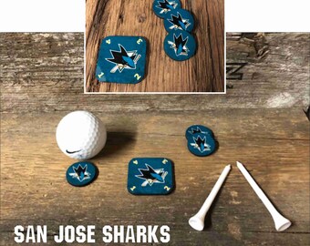 NHL Hockey, San Jose Sharks,  Set of 3  Golf Ball Markers & Who Goes First token  ** ALL TEAMS available