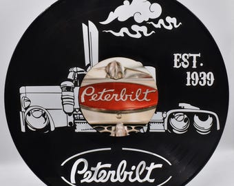 Peterbuilt Truck,  Custom Laser Cut Vinyl Record  Twill Coaster Middle Image