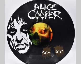 Alice Cooper, B140 Custom Laser Cut Vinyl Records,  Twill Coaster Image