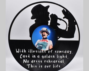Tragically Hip text, b190 Custom Laser Cut Vinyl Records,  Twill Coaster Image