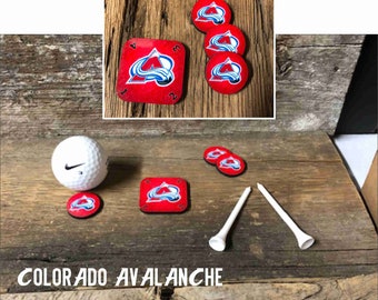 NHL Hockey, Colorado Avalanche,  Set of 3  Golf Ball Markers & Who Goes First token  ** ALL TEAMS available