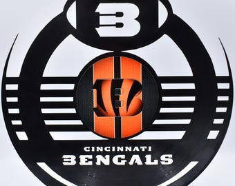 Cincinnati Bengals, S252   Custom Laser Cut Vinyl Records,  Twill Coaster Image