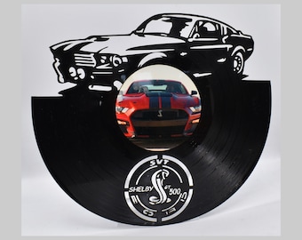Mustang Shelby,  Custom Laser Cut Vinyl Record,  Twill Coaster Middle Image