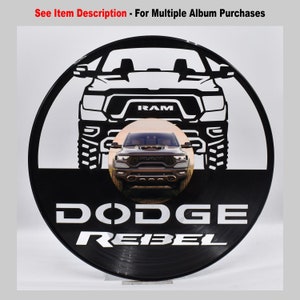 Camion Dodge Rebel, disque vinyle personnalisé découpé au laser sous-bock en sergé, image du milieu