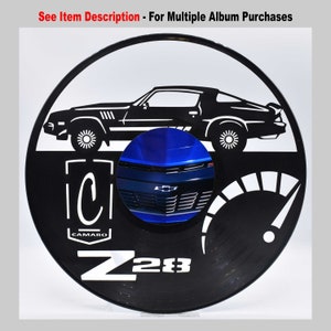 Camero Z28, disque vinyle personnalisé découpé au laser, image centrale du dessous de verre en sergé