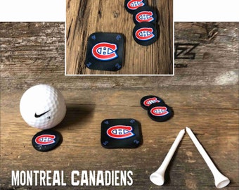 NHL Hockey, Montreal Canadiens.  Set of 3  Golf Ball Markers & Who Goes First token  ** ALL TEAMS available