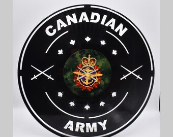 Canadian Army,   Custom Laser Cut Vinyl Records,  Twill Coaster Image