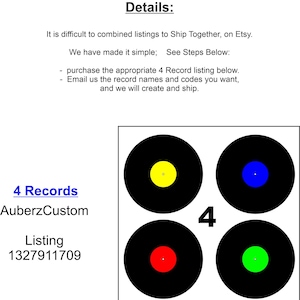 4 - Four Record Listing, for combined shipping  Custom Laser Cut Vinyl Records Wall Art
