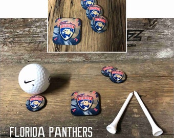 NHL Hockey, Florida Panthers,  Set of 3  Golf Ball Markers & Who Goes First token  ** ALL TEAMS available