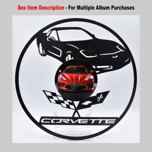 Corvette, disque vinyle personnalisé découpé au laser, image centrale du dessous de verre en sergé