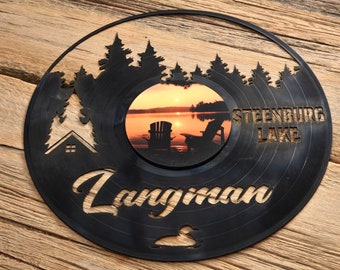 Cottage - Lake , Custom Laser Cut Vinyl Records Wall Art