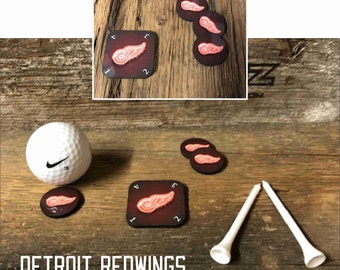 NHL Hockey, Detroit Red Wings,  Set of 3  Golf Ball Markers & Who Goes First token  ** ALL TEAMS available