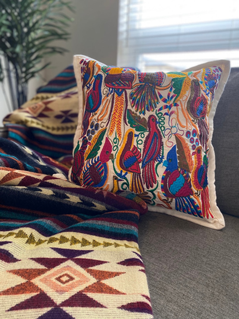 Urqu Hand Embroidered Colorful Pillow Cover