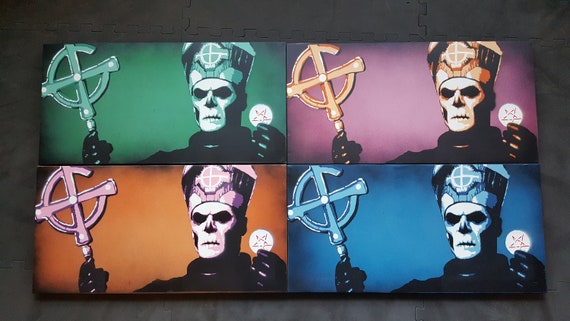Ghost Papa Emeritus Spray Paint On Canvas Set Of 4 Etsy