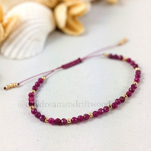 Beautiful Delicate Adjustable Ruby Gemstone Bracelet, Minimalist Yoga Bracelet